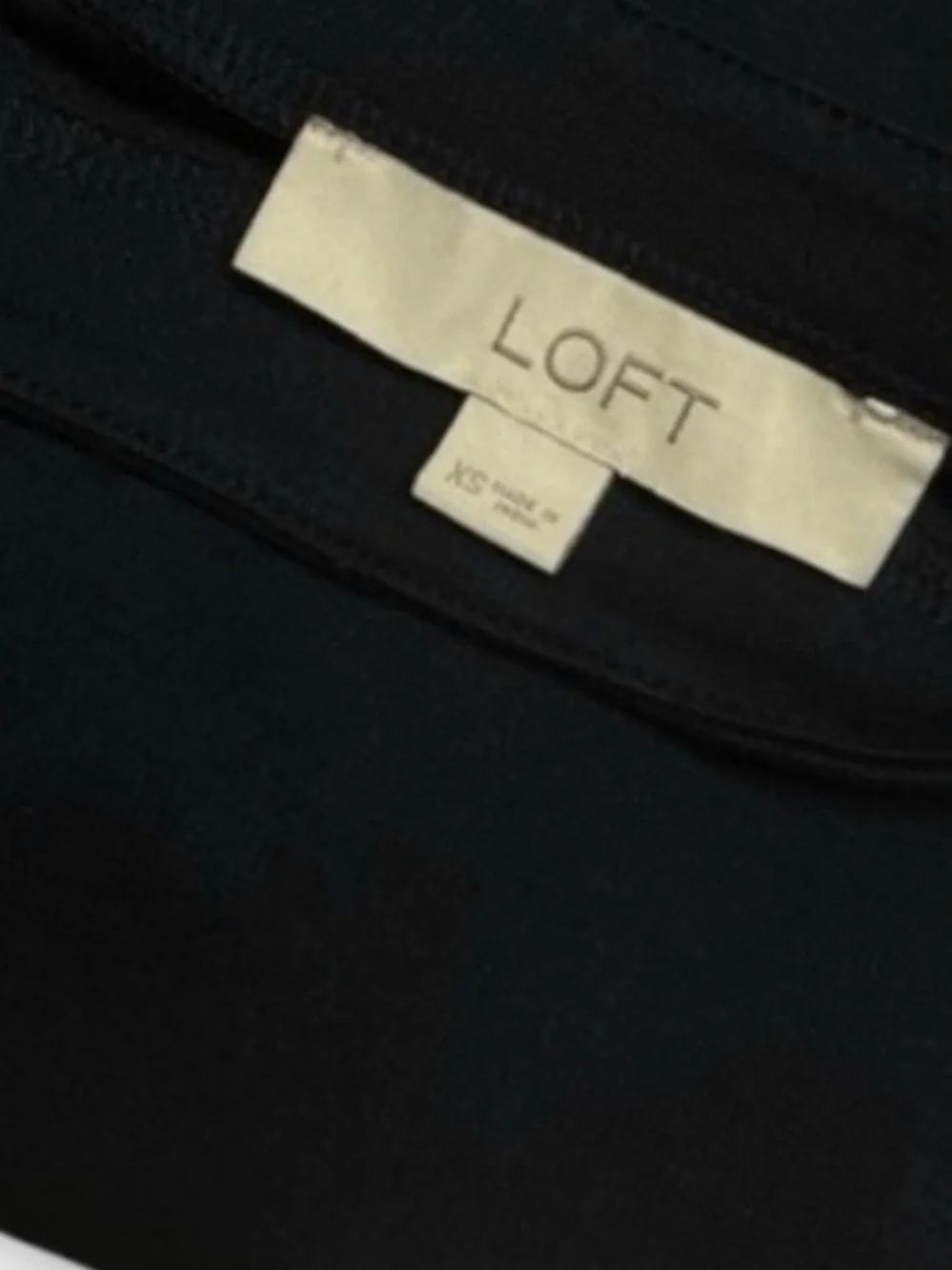 LOFT Navy Mixed Media Tunic Top XS Plaid Contrast Trim Long Sleeve Peplum Blouse - Picture 4 of 5